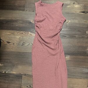 See You Monday Textured Mauve Midi Dress